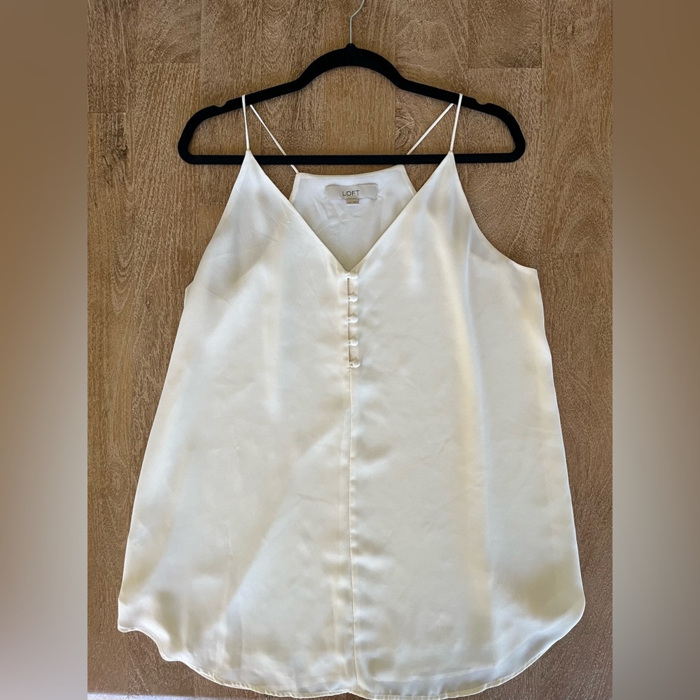 LOFT Maternity Covered Button Strappy Cream Cami Sz M